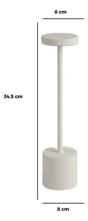 Lampara Velador Luz Moderna Metálica Touch Recargable Blanco