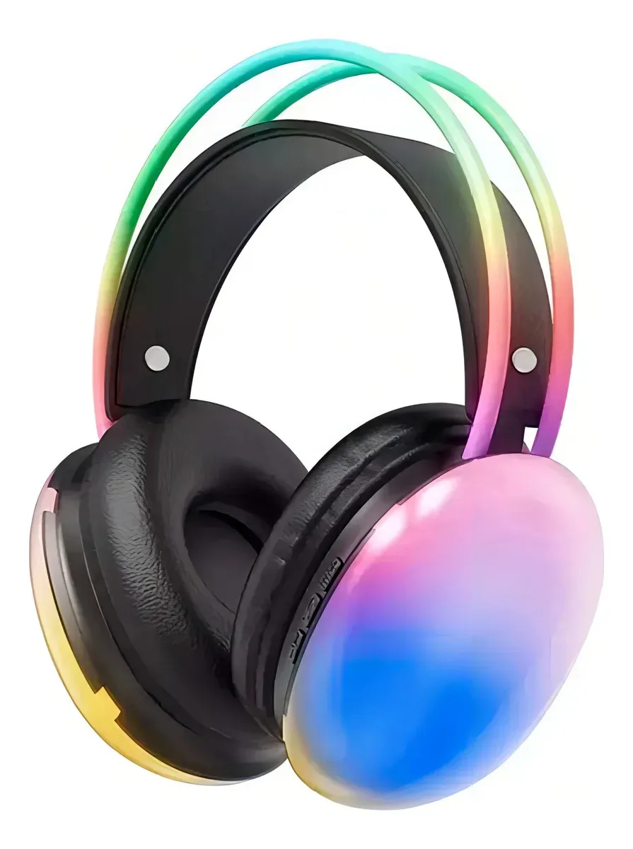 Auricular Bluetooth Vincha Inalambricos Luces Rgb Opcional Color Negro