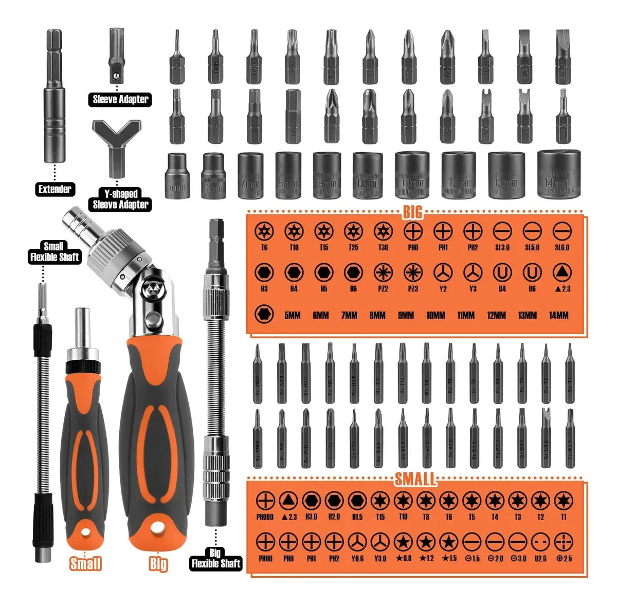Juego De Destornilladores De Trinquete 68 En 1 Y Puntas Magnetica