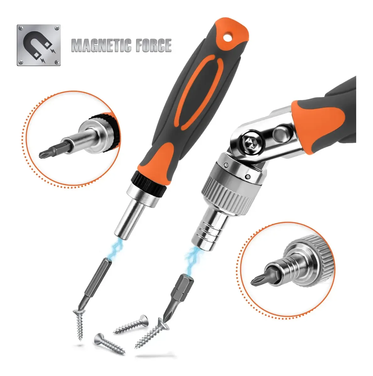 Juego De Destornilladores De Trinquete 68 En 1 Y Puntas Magnetica