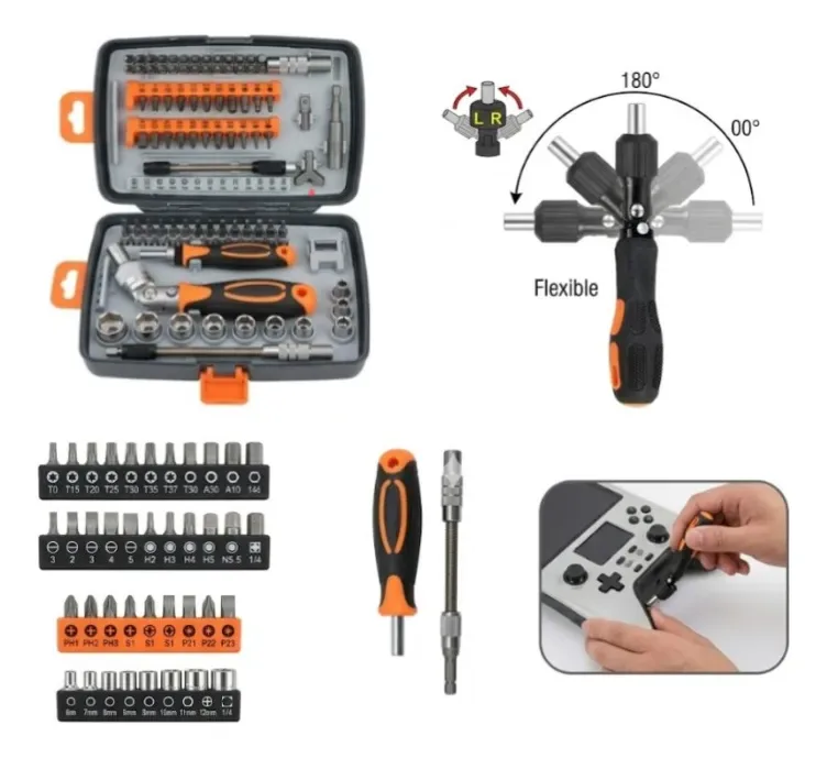 Juego De Destornilladores De Trinquete 68 En 1 Y Puntas Magnetica