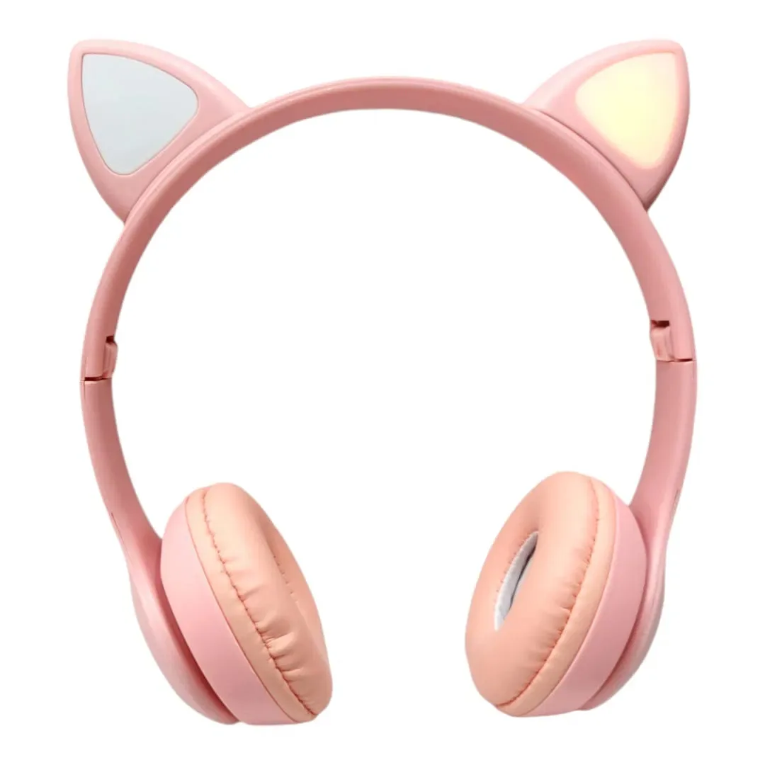 Auriculares Bluetooth Manos Libres Para Nenas Orejas Gatito Color Rosa