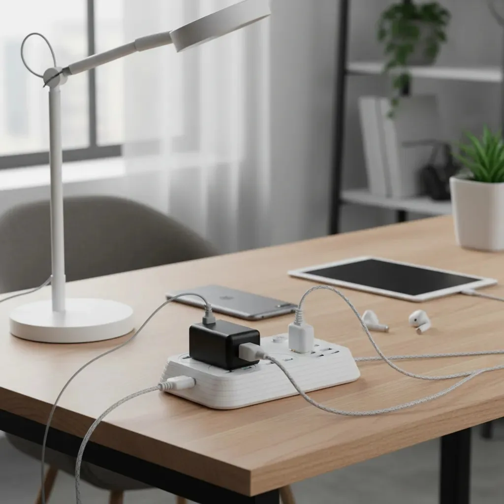 Zapatilla Inteligente 4 Usb 4.1a Tipo C 2000w 4 Tomas Color Blanco