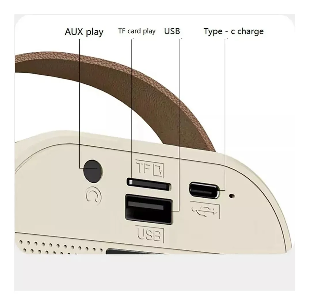 Parlante Karaoke Portátil Mini Con Micrófono Inalámbrico Bluetooth Color Crema