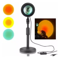 Lampara Velador Sunset Proyector Atardecer 16 Colores Control Usb Mesa