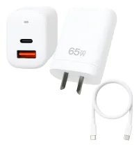 Cargador Portatil Carga Rapida 65w Doble Puerto Tipo C Usb-a Color Blanco