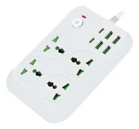 Zapatilla Inteligente 4 Usb 4.1a Tipo C 2000w 4 Tomas Color Blanco