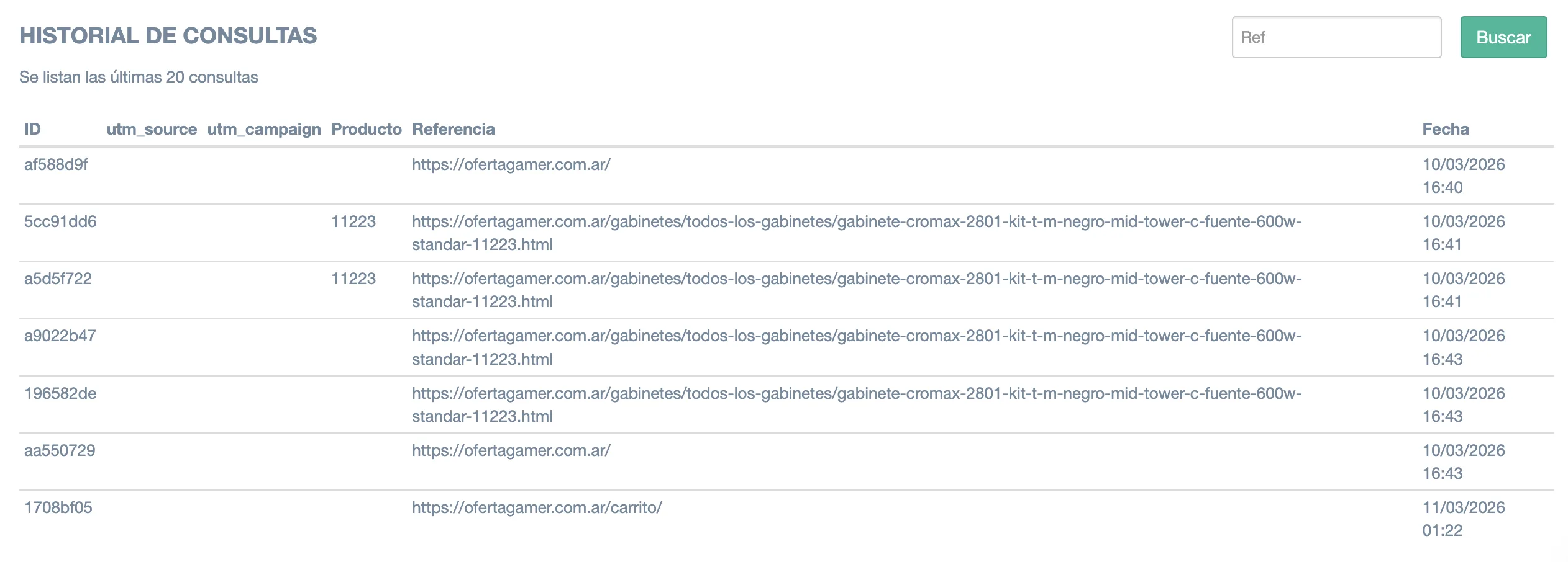 Historial de Consultas