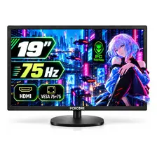 Monitor Led Pcrcore 19  75hz Hdmi Vga Para Pc Y Notebook Negro