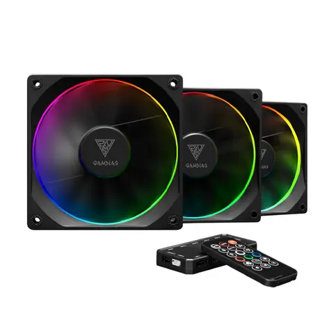 SPRING SALE Cooler Fan KIT Gamdias Aeolus M3-1203R ARGB (3x120mm + Controladora + Control Remoto)
