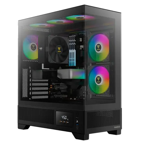 Gabinete Gamdias Atlas M1 Black Pantalla LCD Templado USB Type-C 3x12cm ARGB