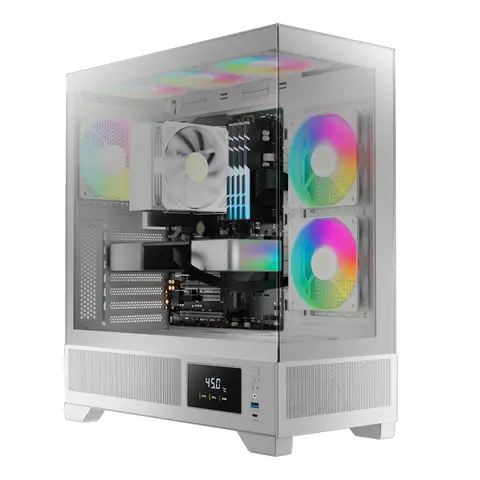 Gabinete Gamdias Atlas M1 White Pantalla LCD Templado USB Type-C 3x12cm ARGB