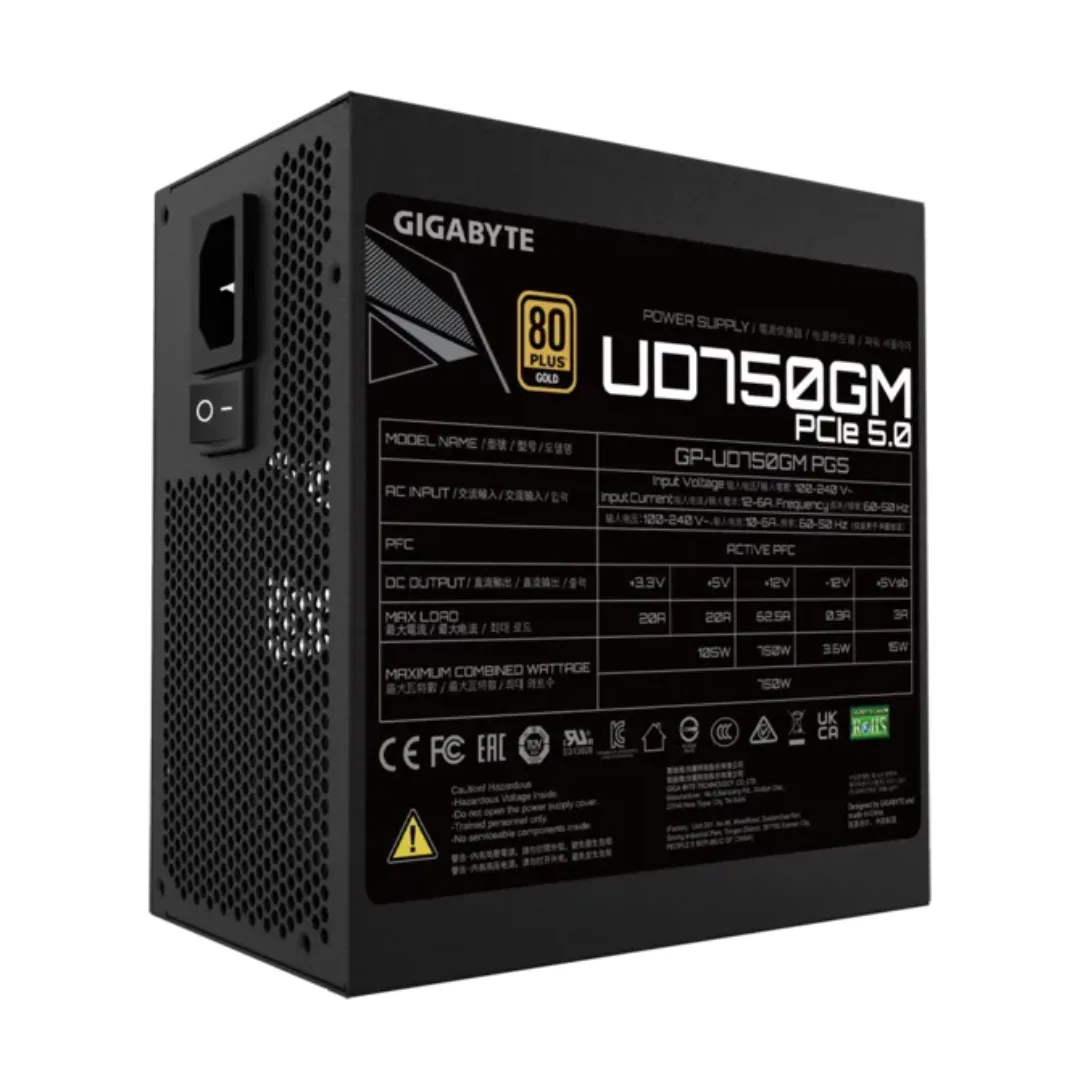 Fuente Gigabyte 750w Ud750gm 80 Plus Gold Full Modular