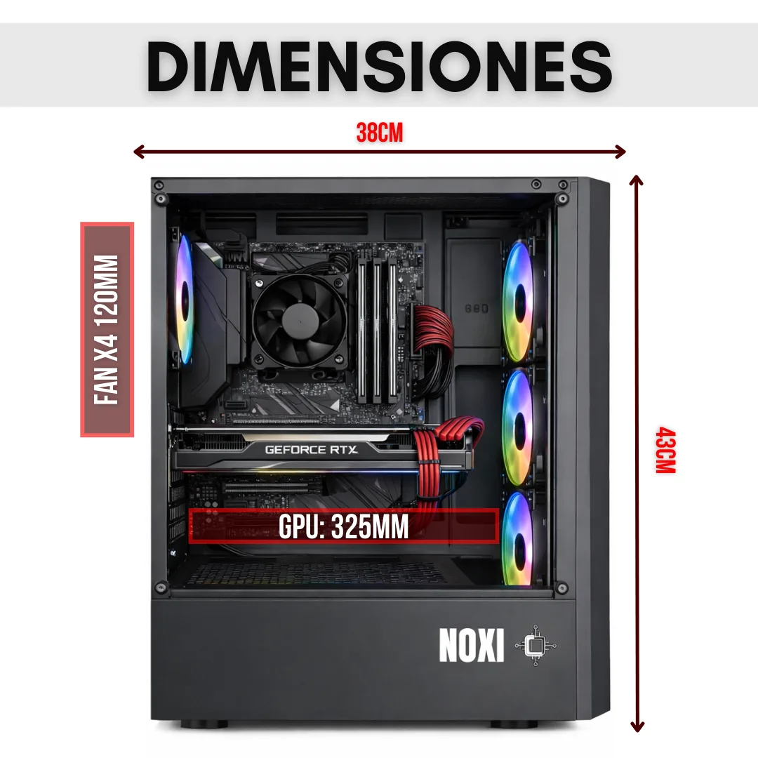 Gabinete Noxi Gaming Hika Negro 4x120mm Argb Fans