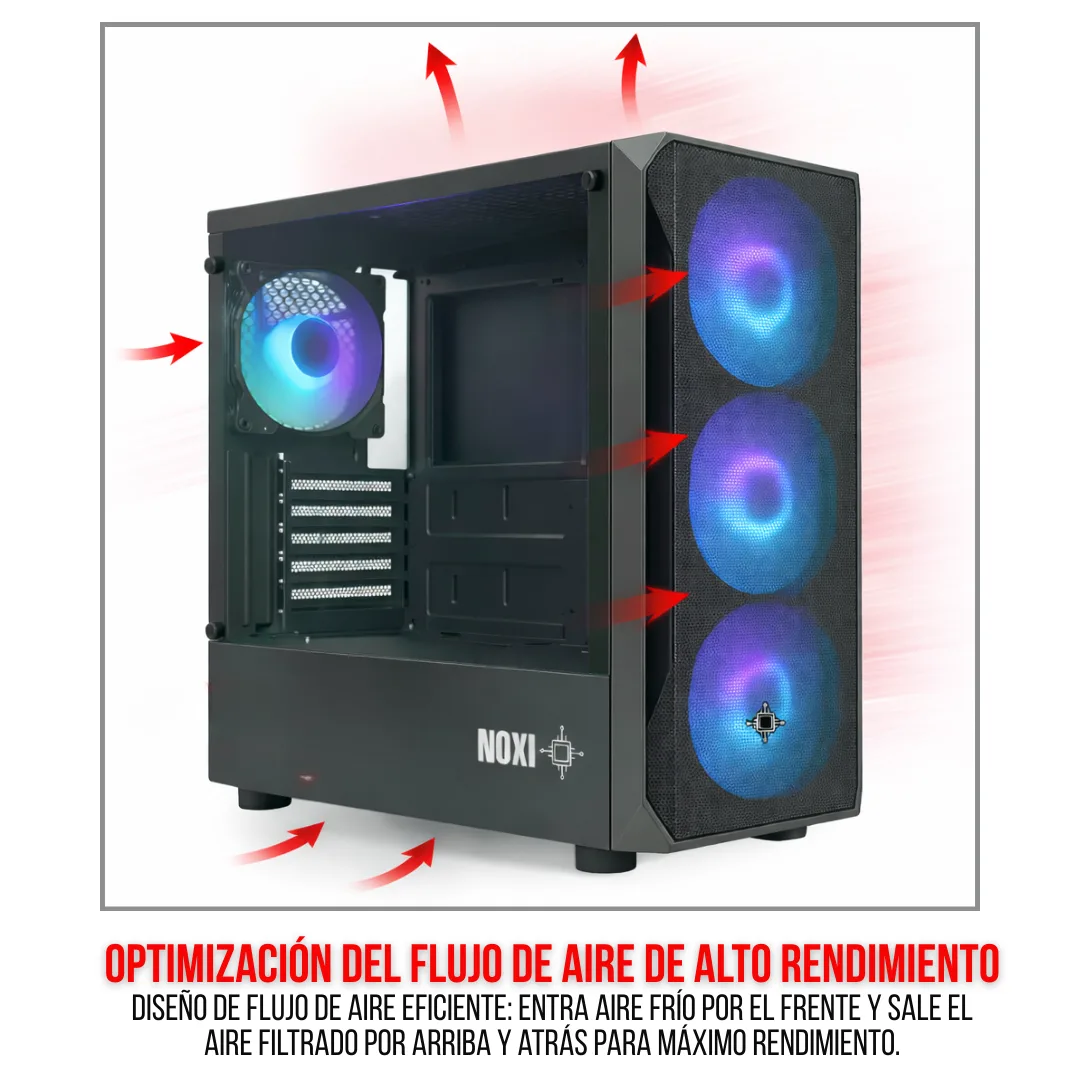 Gabinete Noxi Gaming Hika Negro 4x120mm Argb Fans