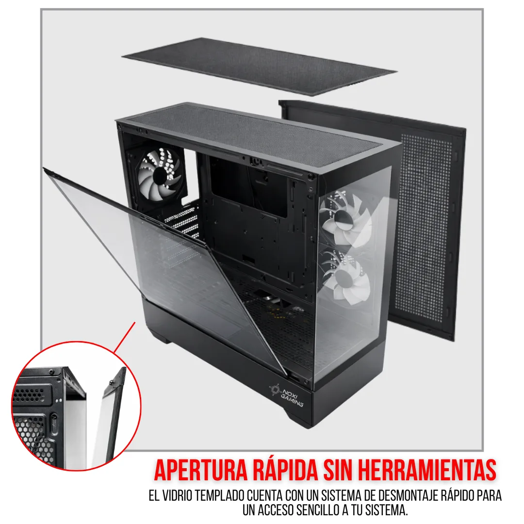 Gabinete Noxi Gaming Zowi Negro 3x120mm Argb Fans