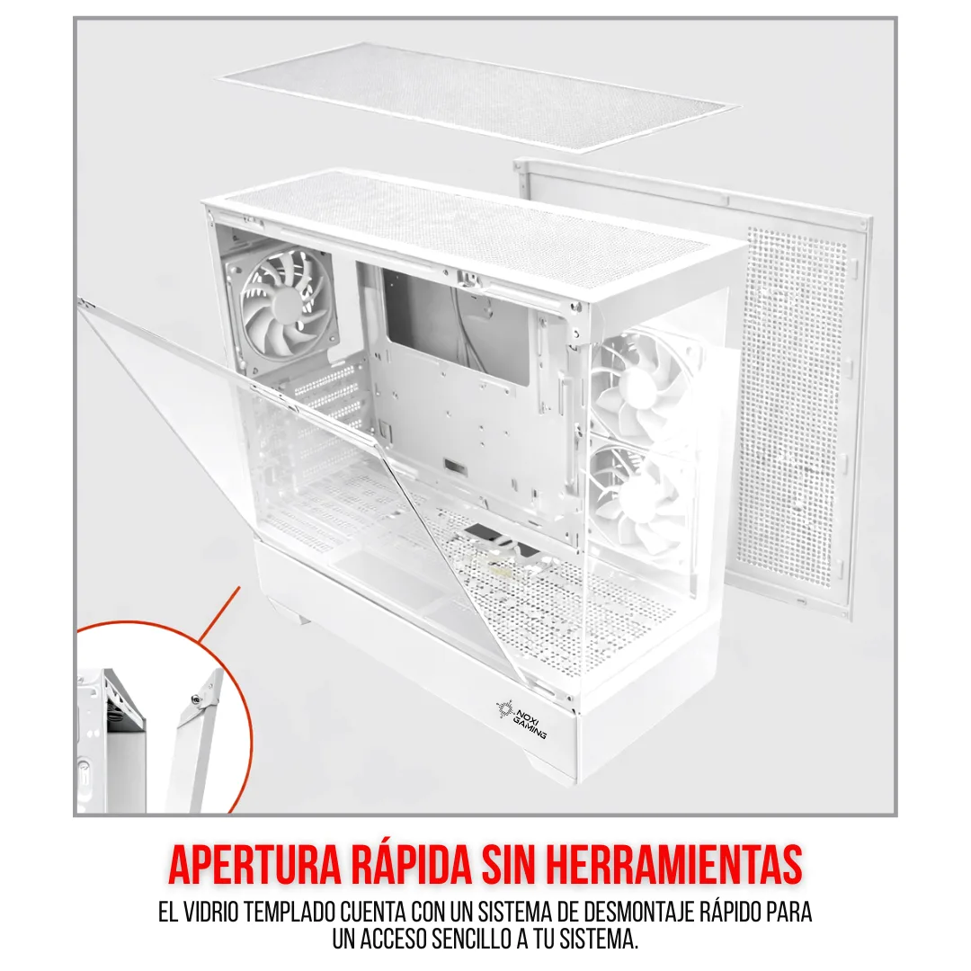 Gabinete Noxi Gaming Zowi Blanco 3x120mm Argb Fans
