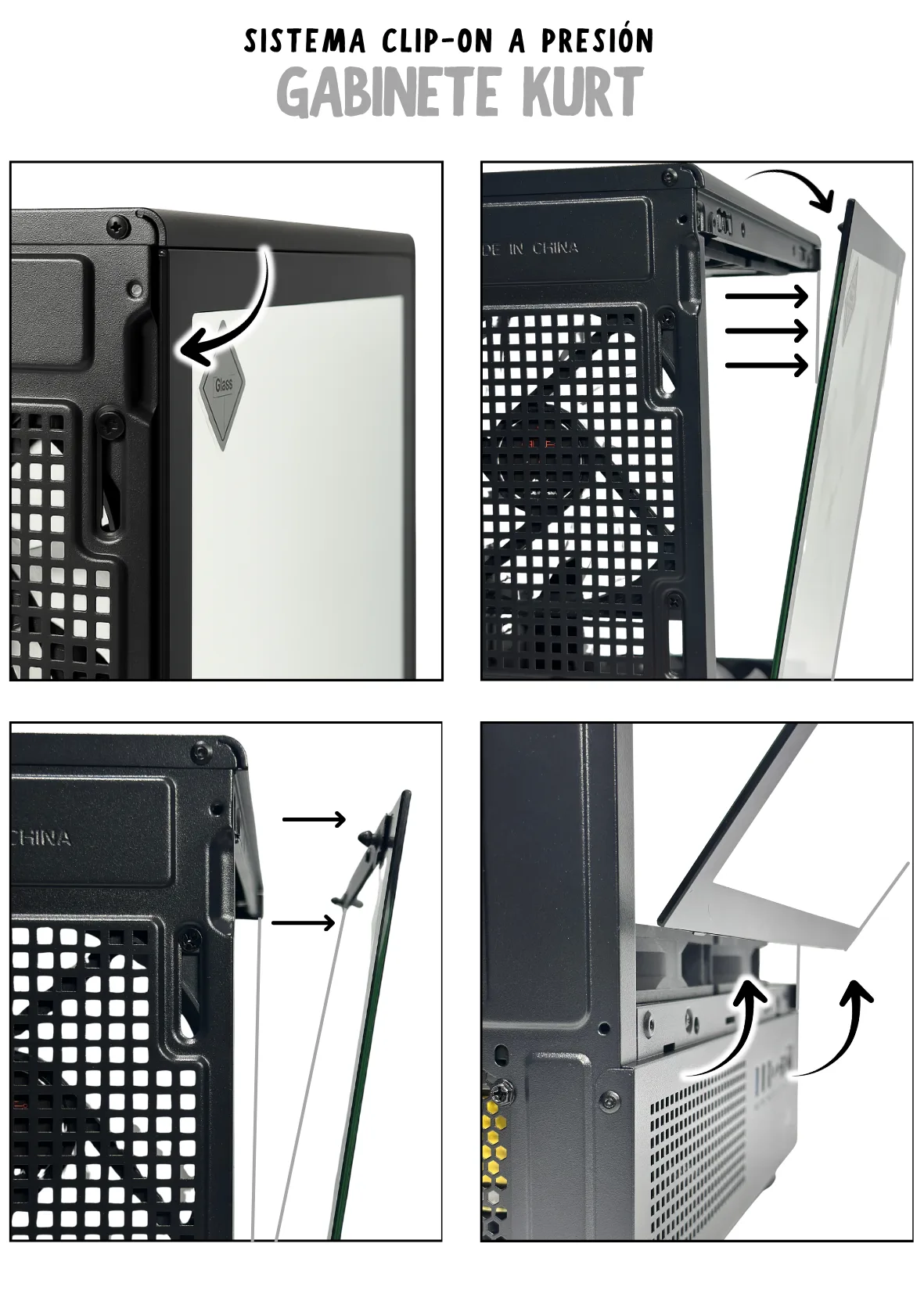 Gabinete Noxi Gaming Kurt Negro 3x120mm Rgb Fans + Fuente Noxi 500w