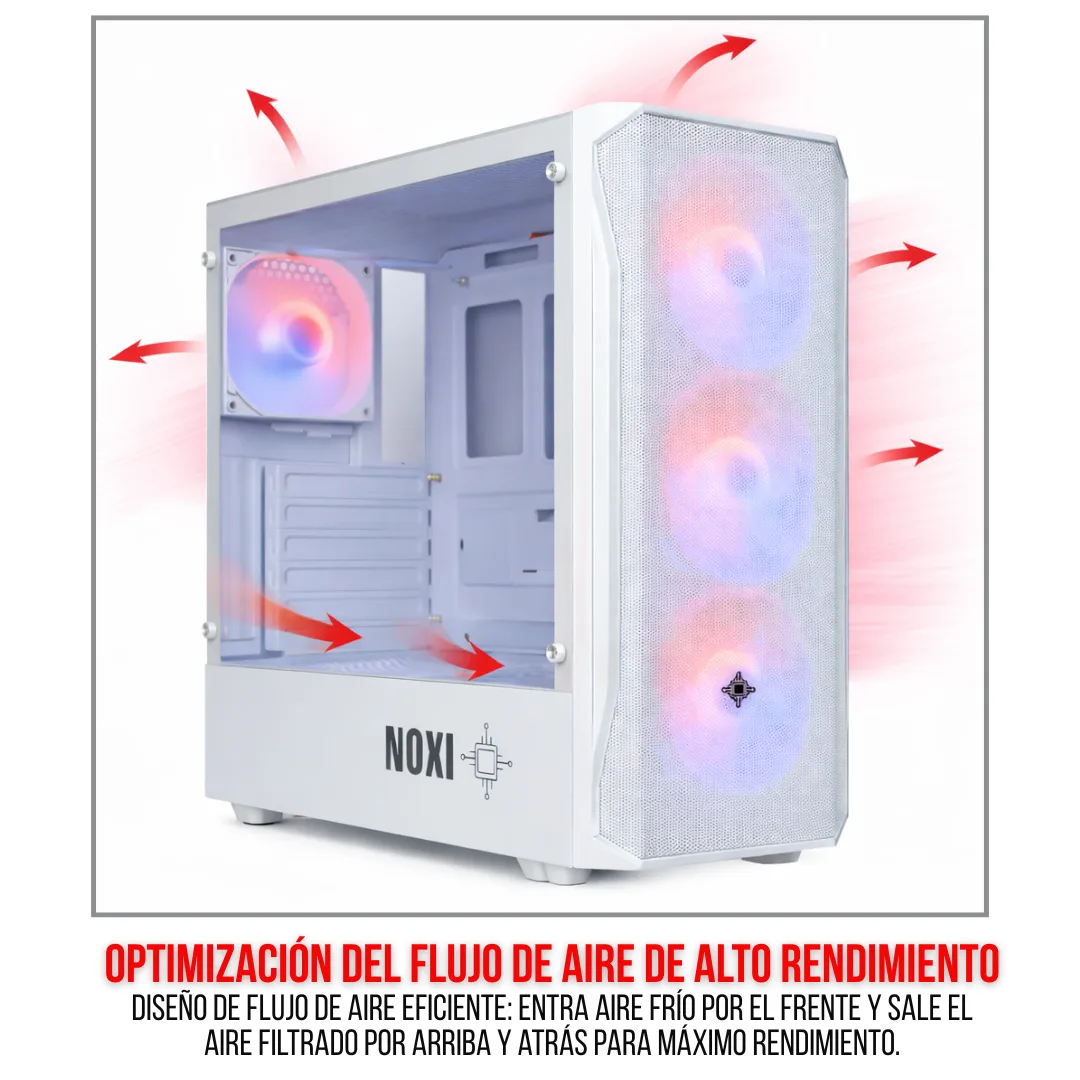 Gabinete Noxi Gaming Hika Blanco 4x120mm Argb Fans
