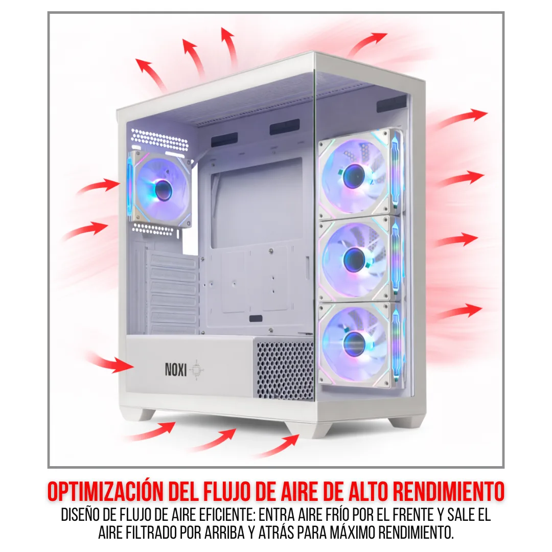 Gabinete Noxi Gaming Kuma Blanco 4x120mm Argb Fans