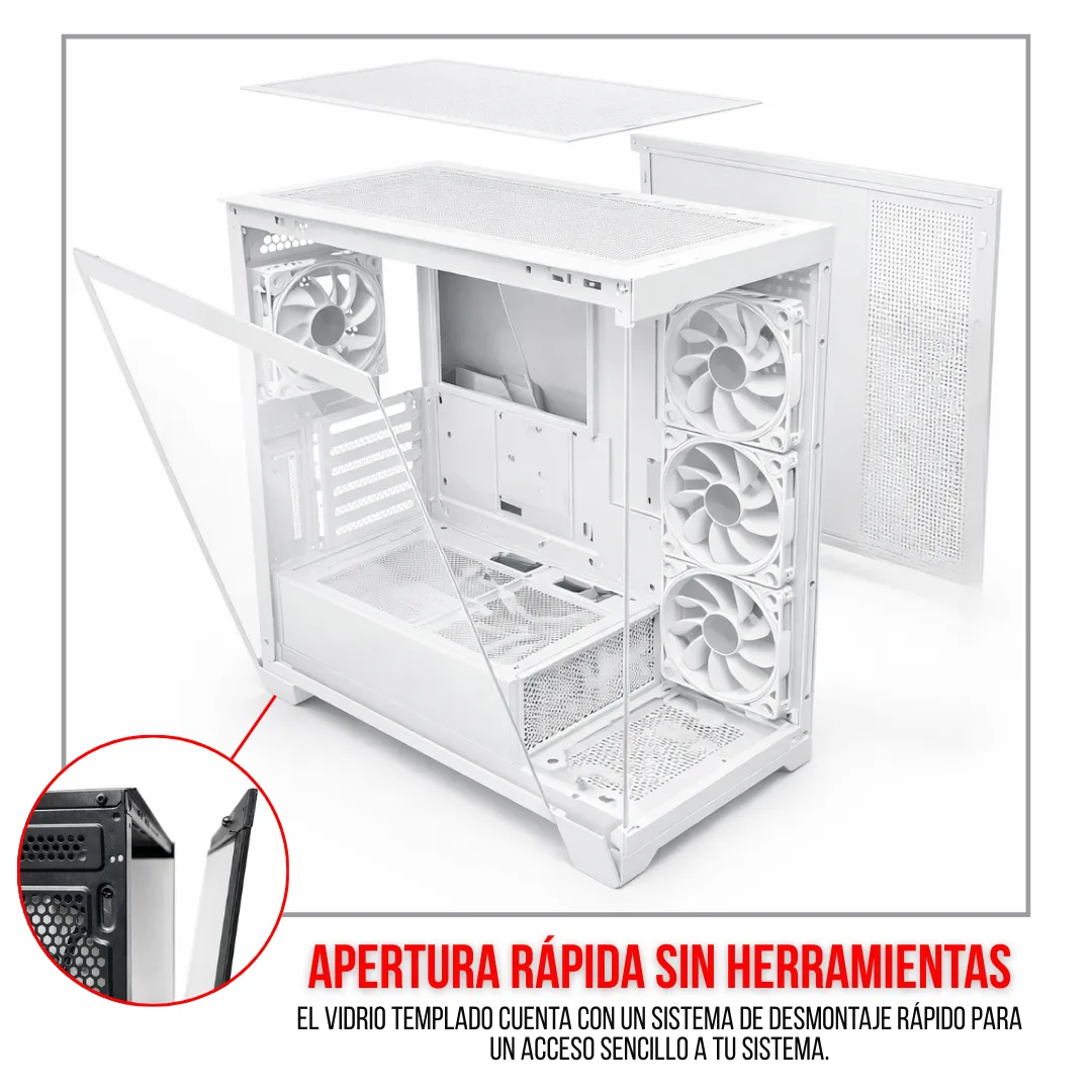 Gabinete Noxi Gaming Kuma Blanco 4x120mm Argb Fans