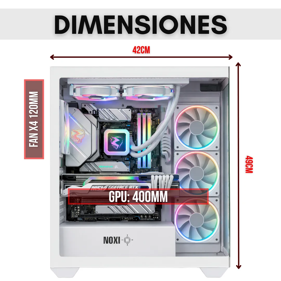 Gabinete Noxi Gaming Kuma Blanco 4x120mm Argb Fans