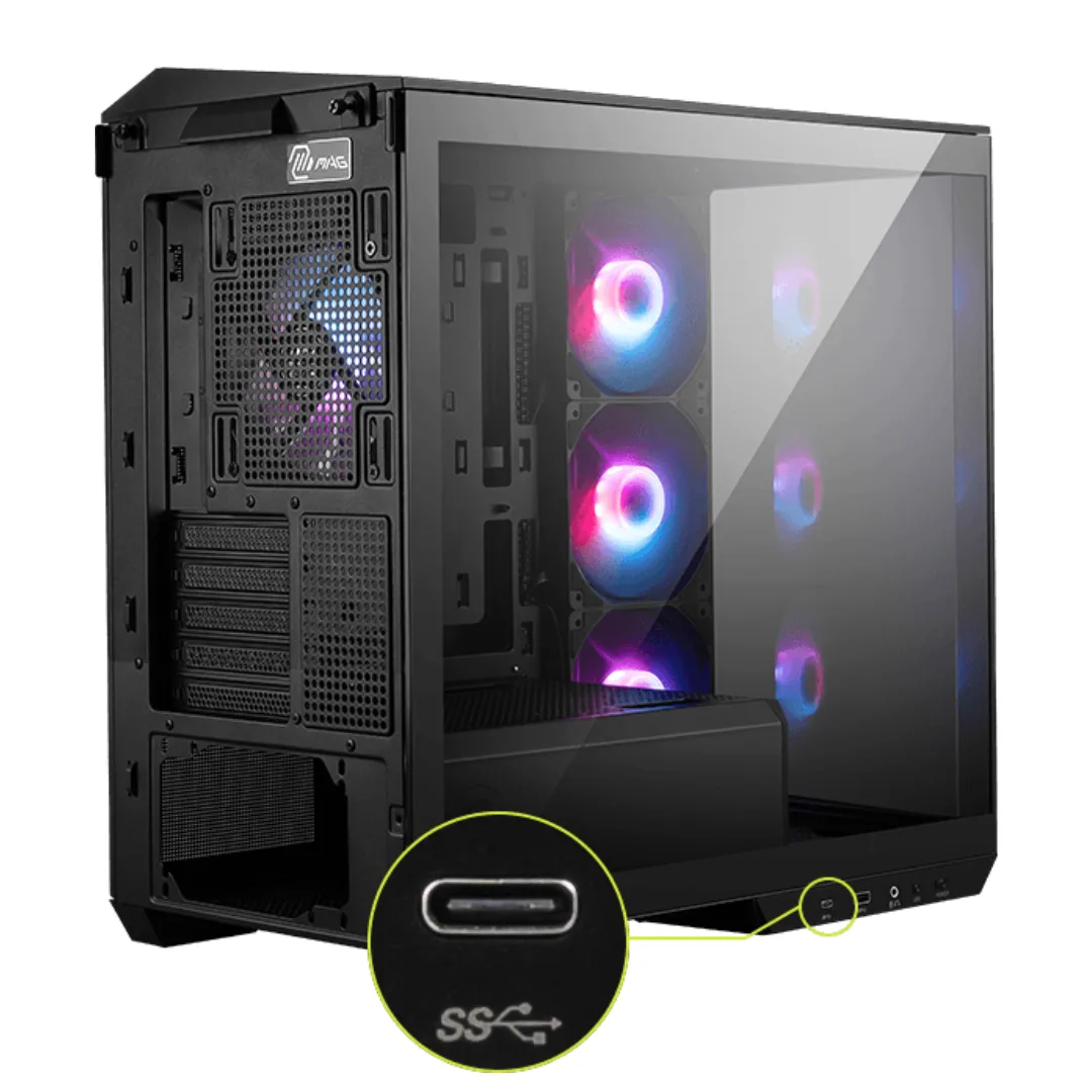 Gabinete Msi Mag Pano Negro M100r Pz 4x120mm Argb Fans