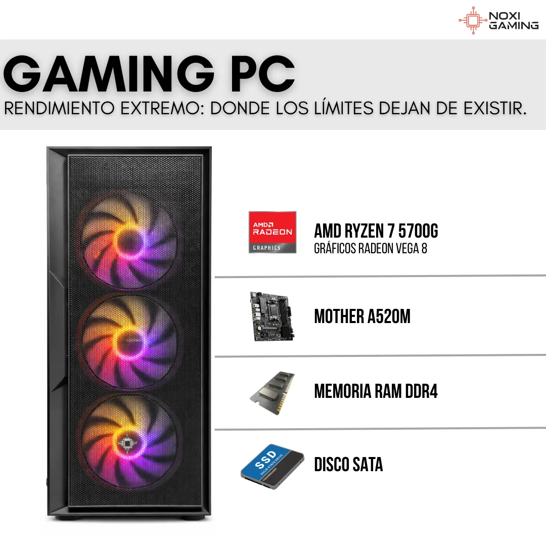 Noxi Gaming Pc Amd Ryzen 7 5700g | 16 Gb | 1tb Ssd | Wifi