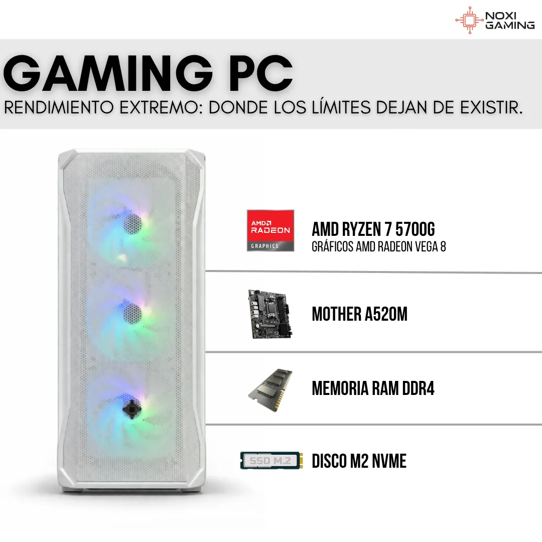Noxi Gaming Pc Amd Ryzen 7 5700g | 16 Gb | 512 Gb Nvme | Wifi