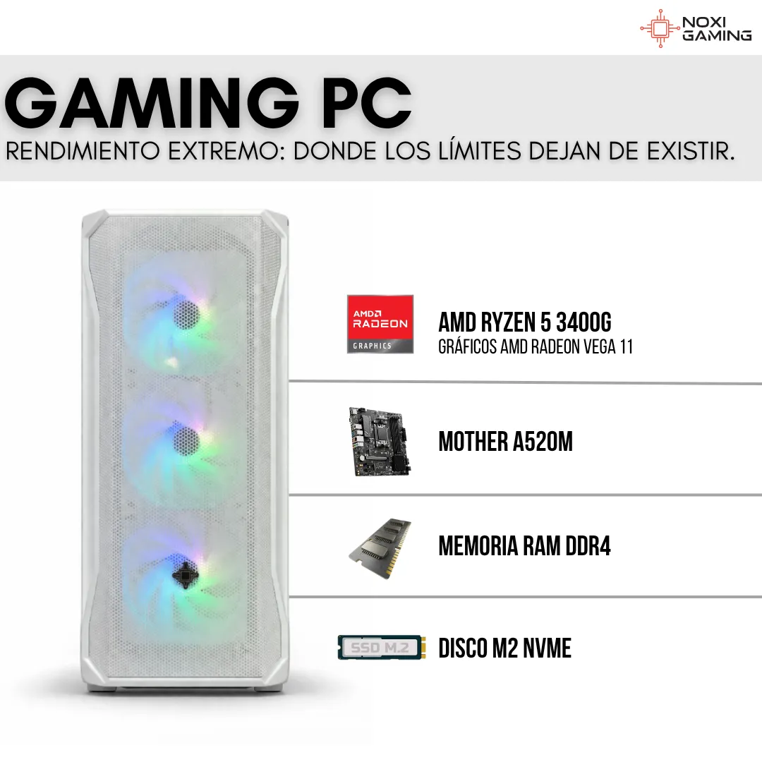 Noxi Gaming Pc Amd Ryzen 5 3400g | 16gb | 512gb | Wifi