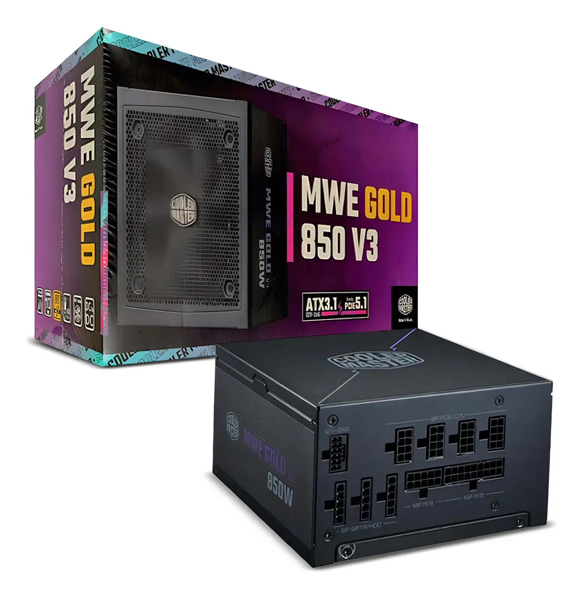 Fuente Cooler Master Mwe Gold V3 Atx 3.1 850w Full Modular 80 Plus Gold Black