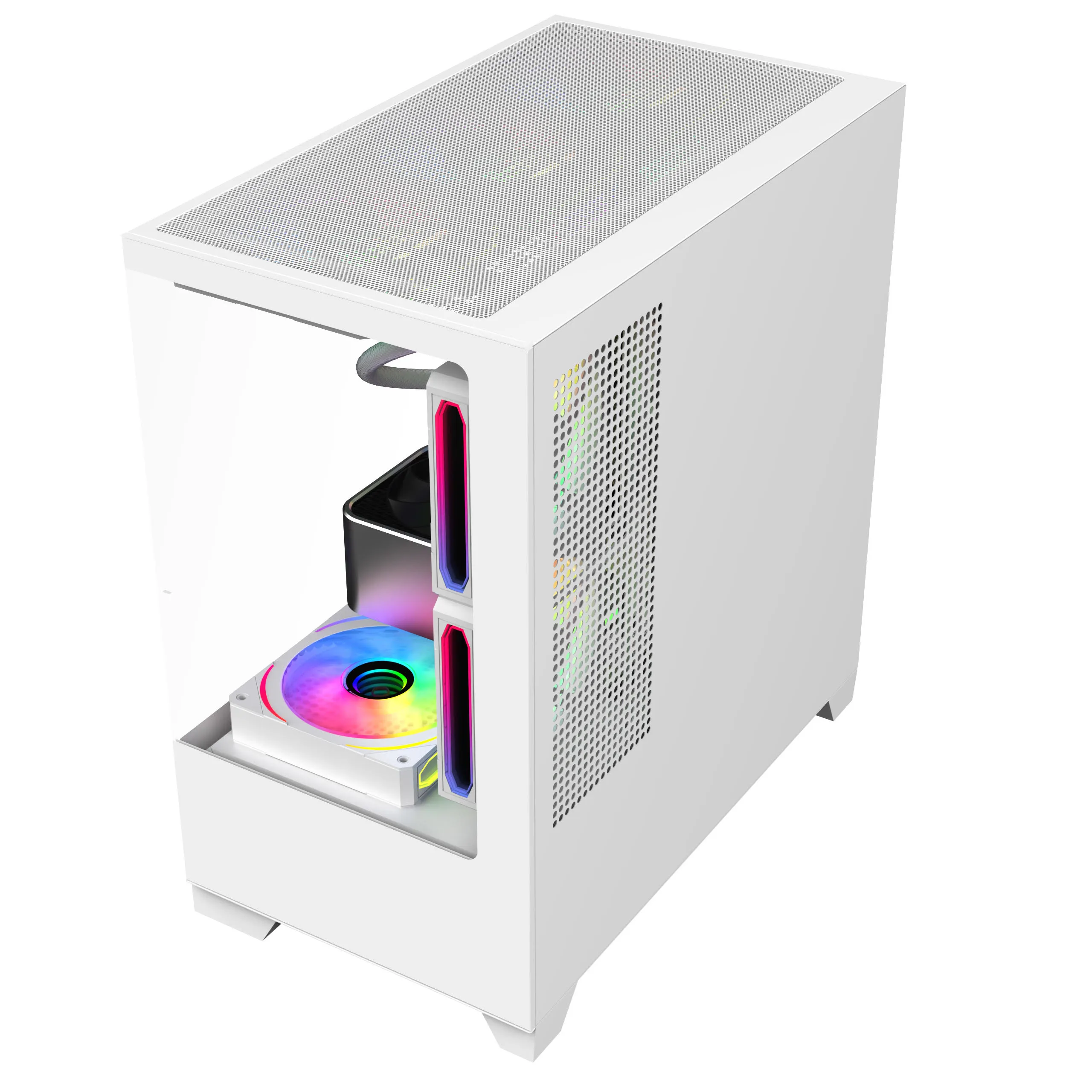 Gabinete Raptor Thunder Strike Tg X2 Mid-tower Rgb Fan X1 White