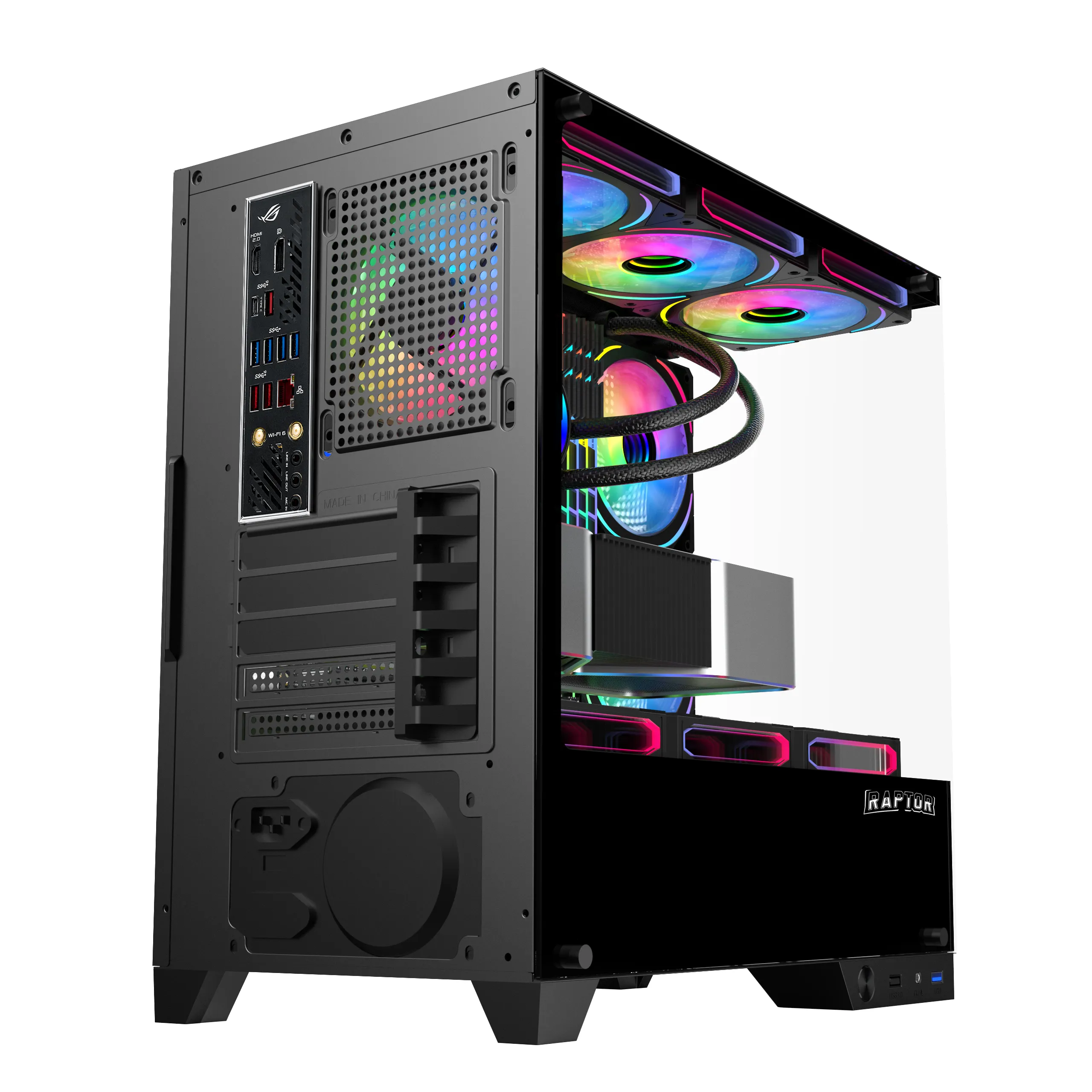 Gabinete Raptor Thunder Strike Tg X2 Mid-tower Rgb Fan X1 Black