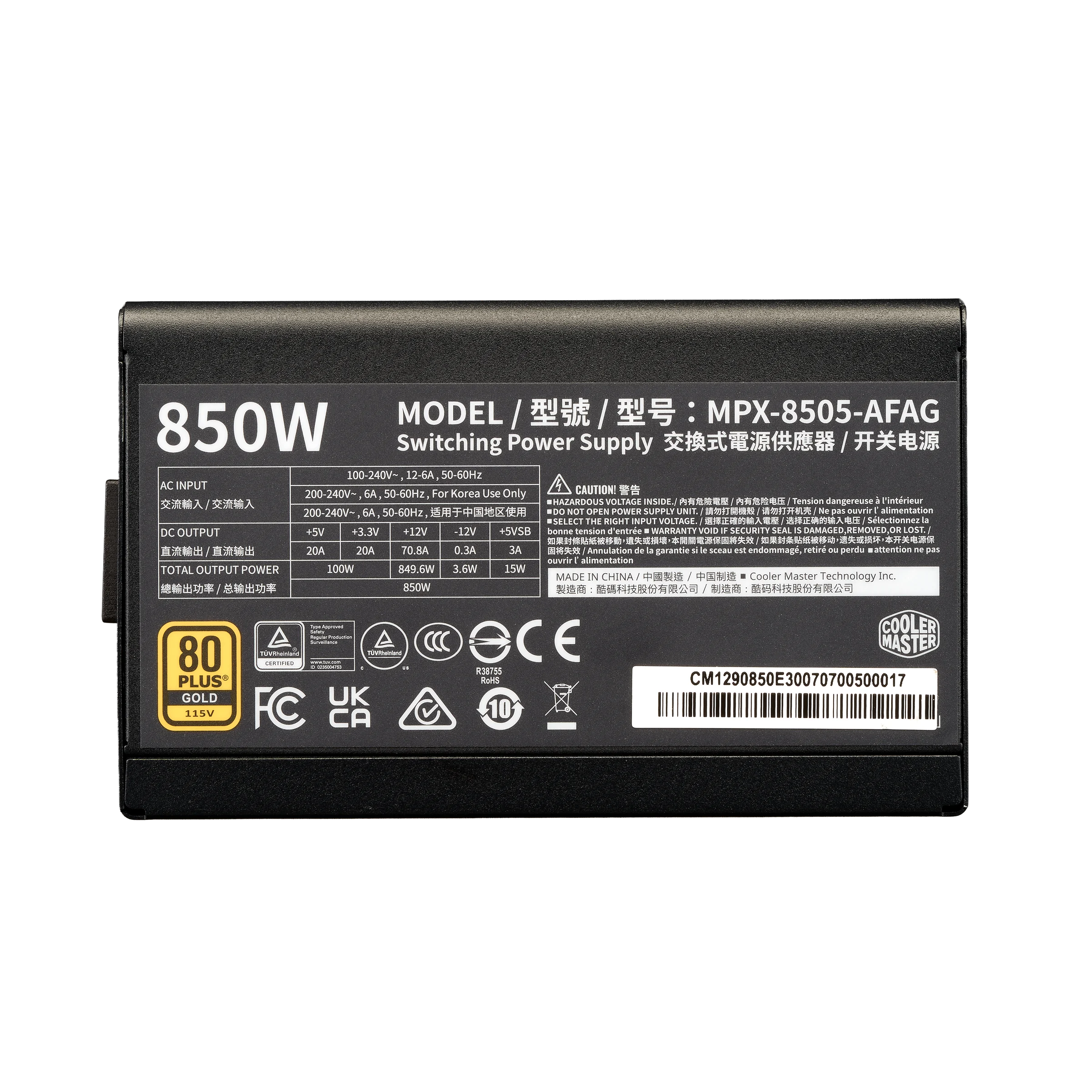 Fuente Cooler Master Elite Gold 850 Atx 3.1 850w Full Modular 80 Plus Gold Black