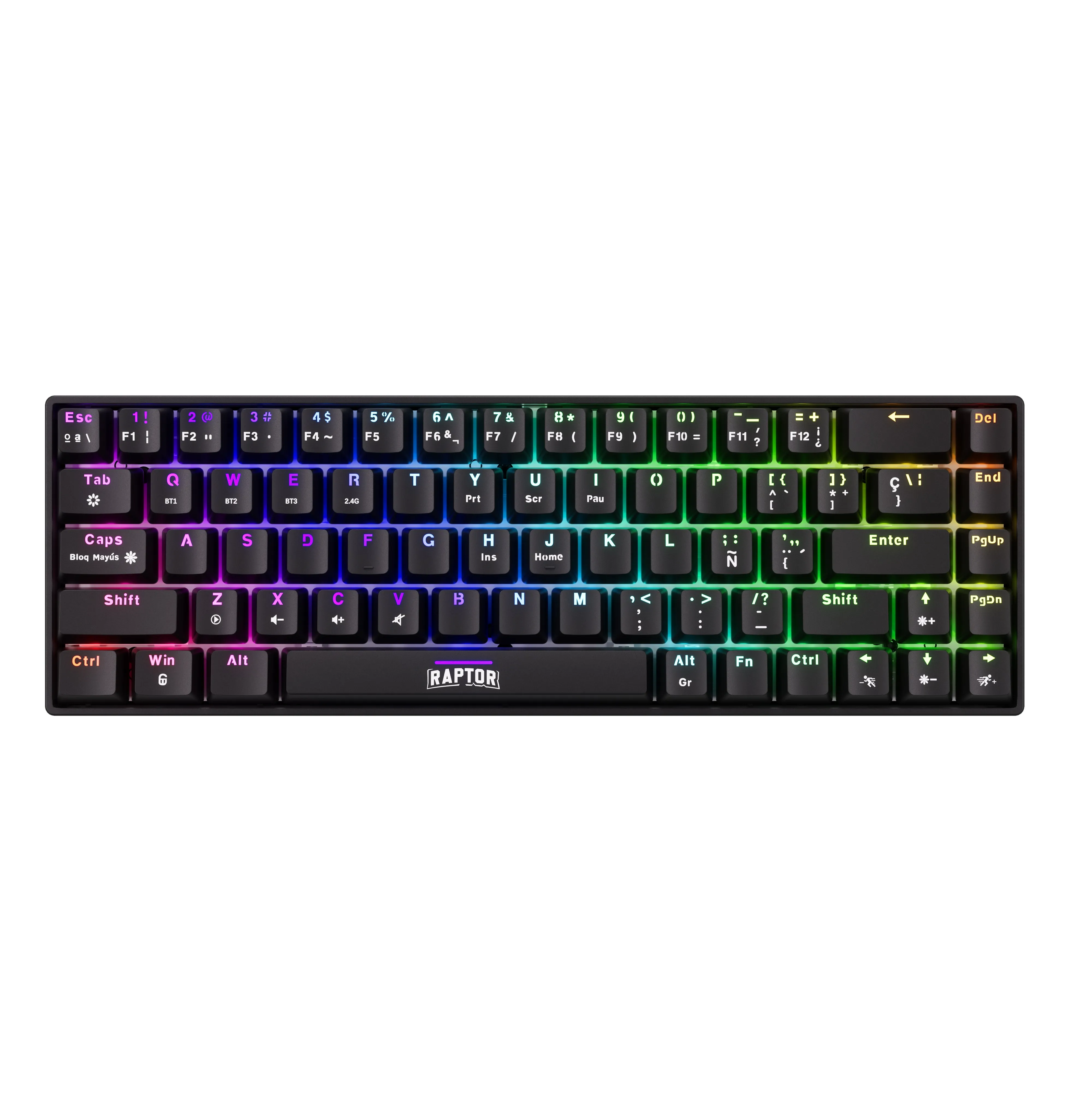 TECLADO GAMER RAPTOR FIRECLAW M68 MECANICO RETROILUMINADO SWITCH RED OUTEMU WHITE