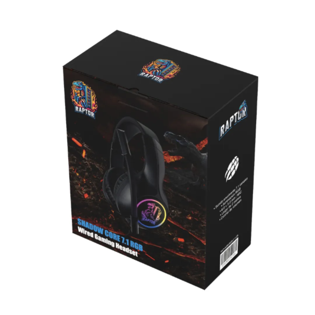 Auricular Gamer C-mic Raptor Shadow Core Rgb 7.1  Usb-aux