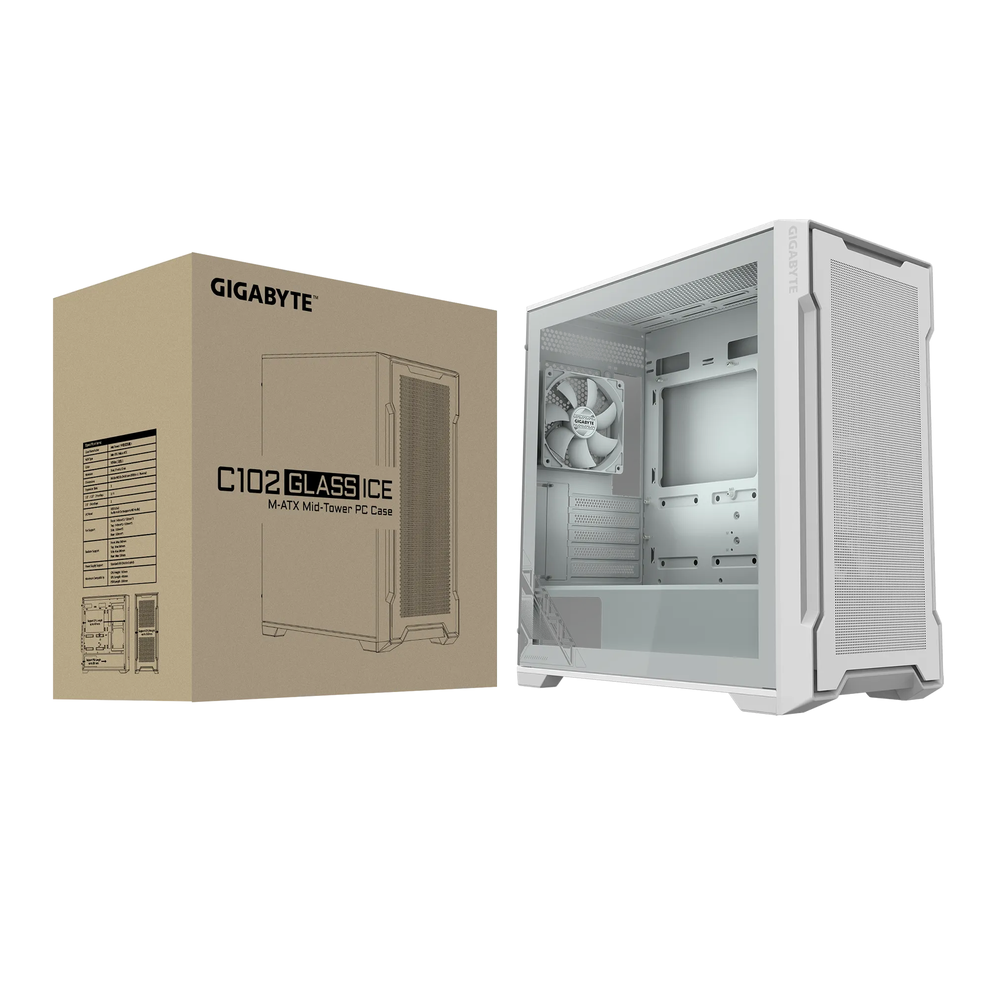 Gabinete Gigabyte C102g Blanco 2x120mm Fans