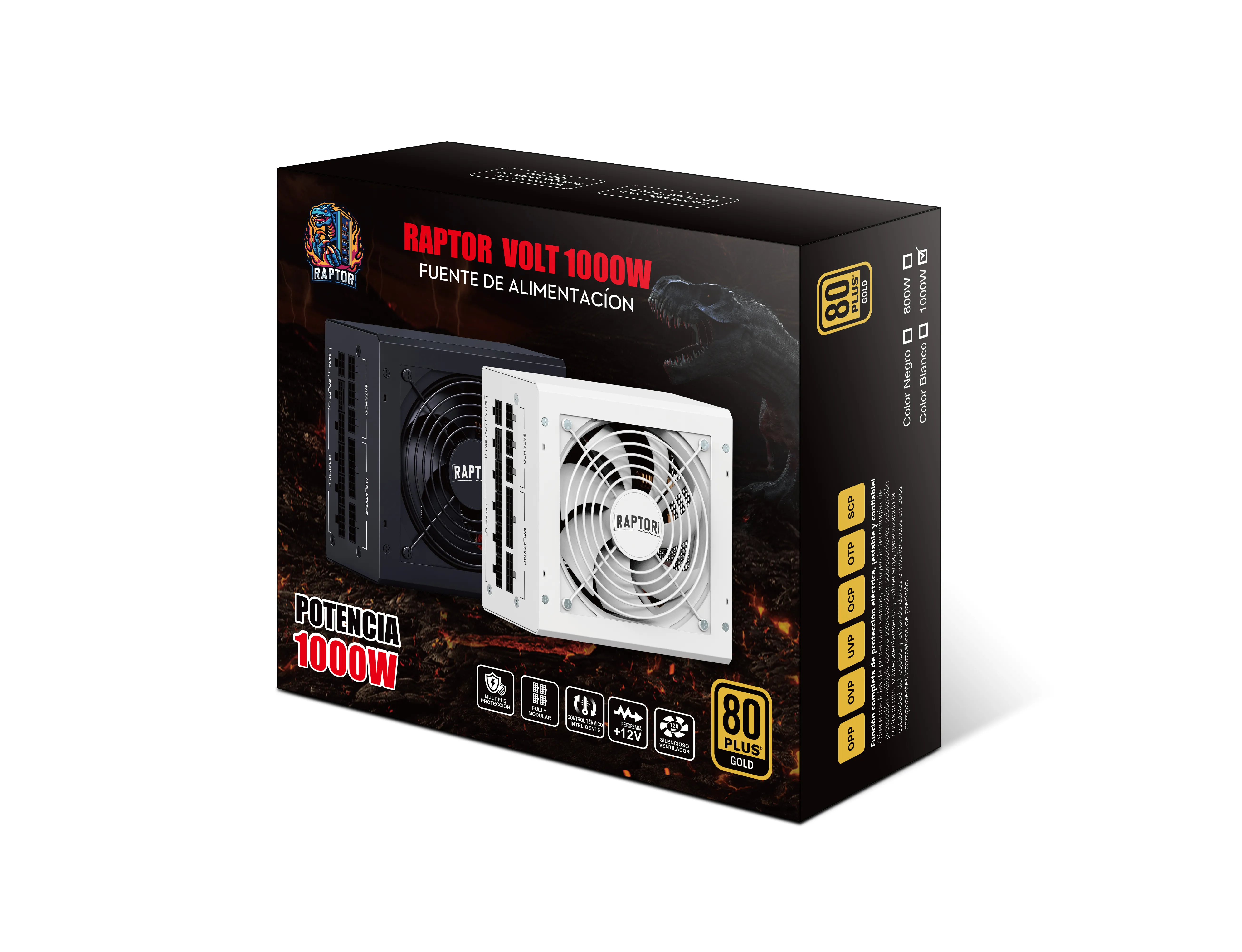 Fuente Raptor Volt 1000w 80 Plus Gold Full Modular Pcie 5.1 Negra