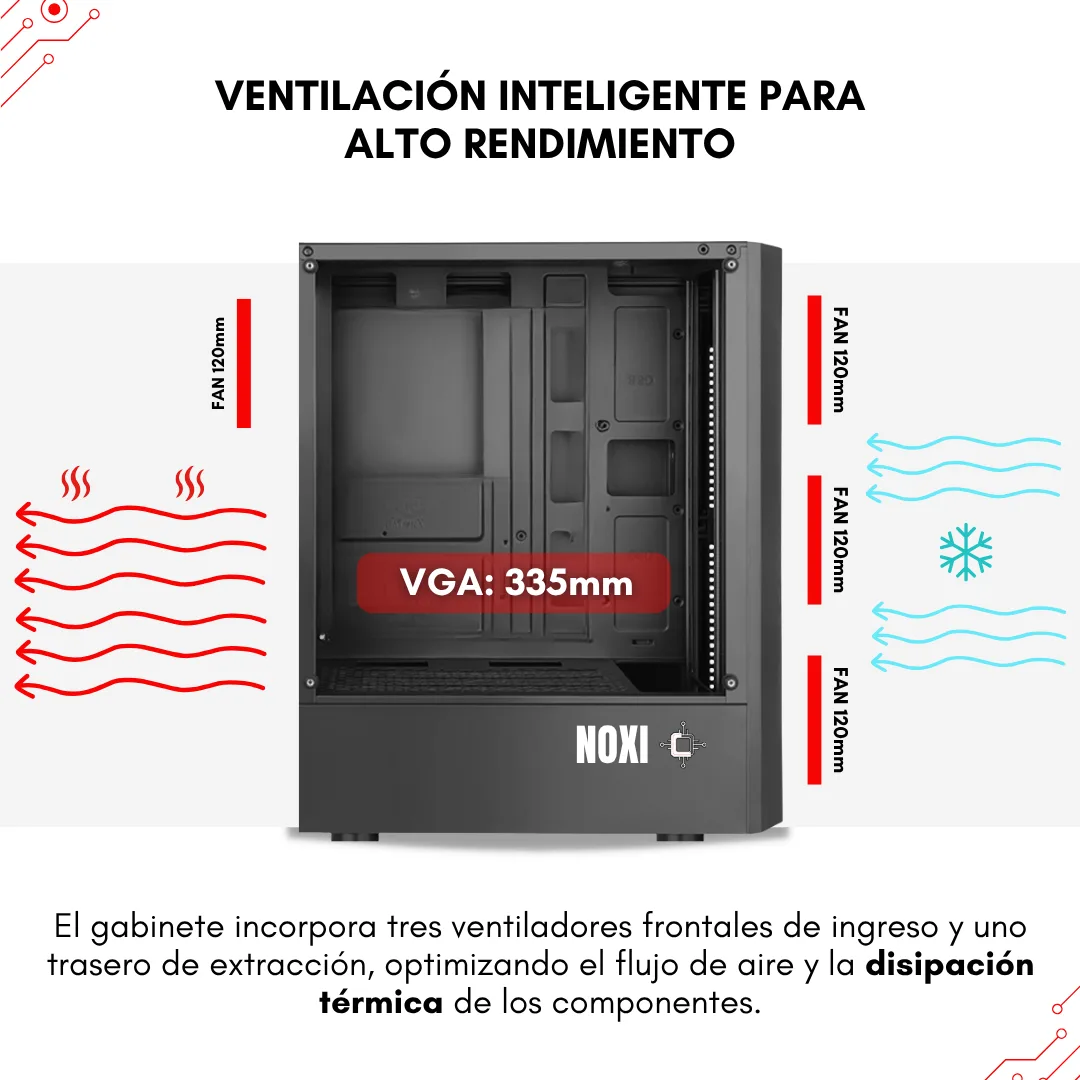 Gabinete Noxi Gaming Hika Negro 4x120mm Argb Fans