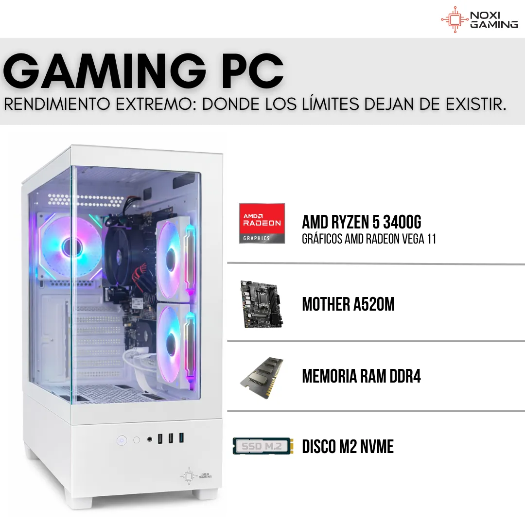 Noxi Gaming Pc Amd Ryzen 5 3400g | 16gb | 512gb | Wifi