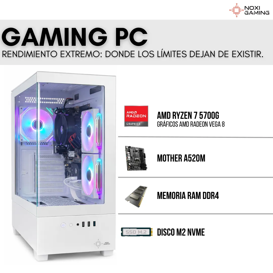Noxi Gaming Pc Amd Ryzen 7 5700g | 16 Gb | 512 Gb Nvme | Wifi