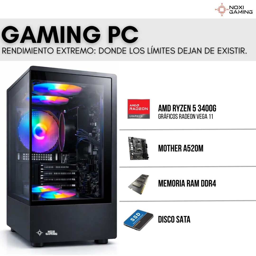 Noxi Gaming Pc Amd Ryzen 5 3400g | 16 Gb | 480gb | Wifi