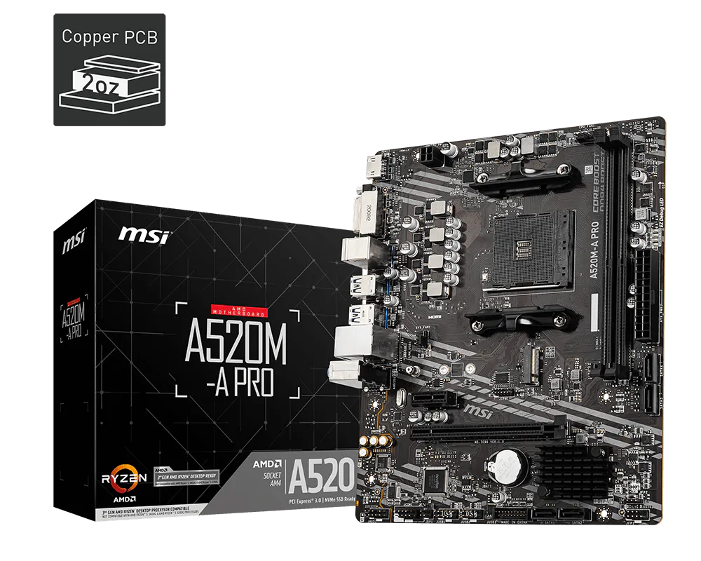 Motherboard Msi A520m-a Pro Box Am4 M-atx