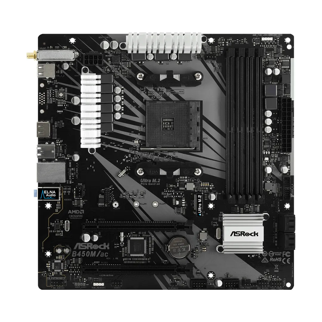 Motherboard Asrock B450m-ac Am4 Oem