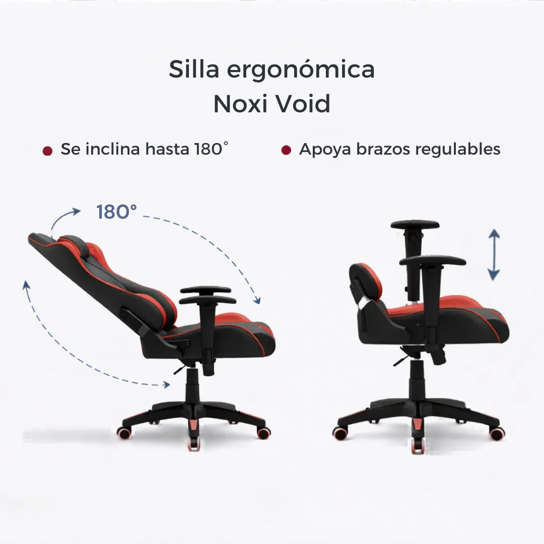 Silla Gamer Noxi Gaming Void Negra Y Roja - Outlet -