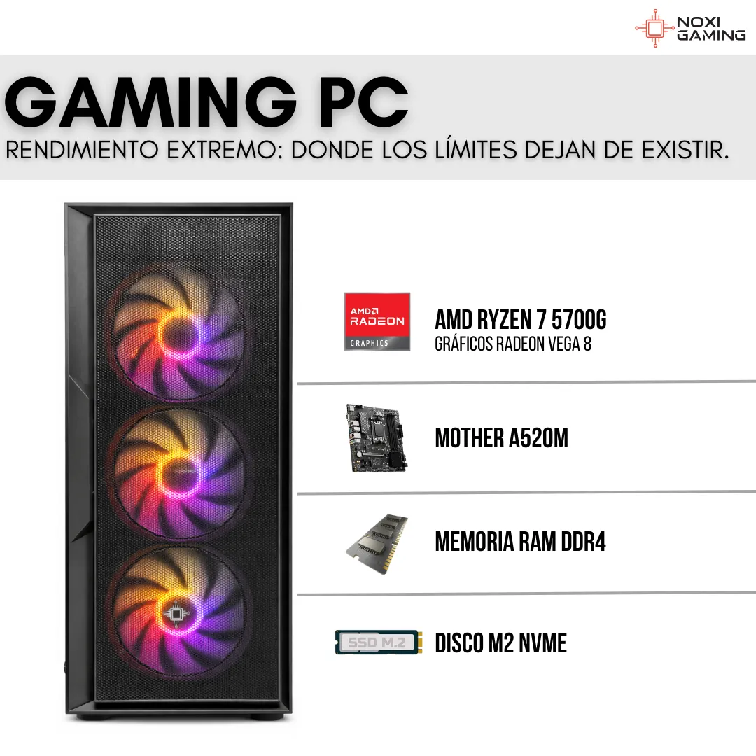 Noxi Gaming Pc Amd Ryzen 7 5700g | 16 Gb | 480 Gb