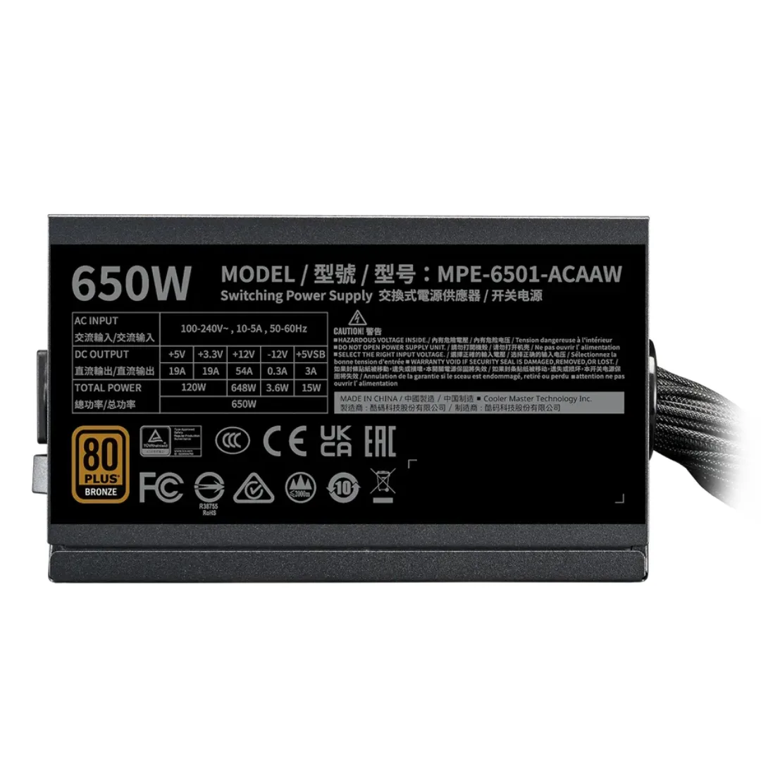 Fuente 650w Cooler Master Mwe V3 80 Plus Bronze