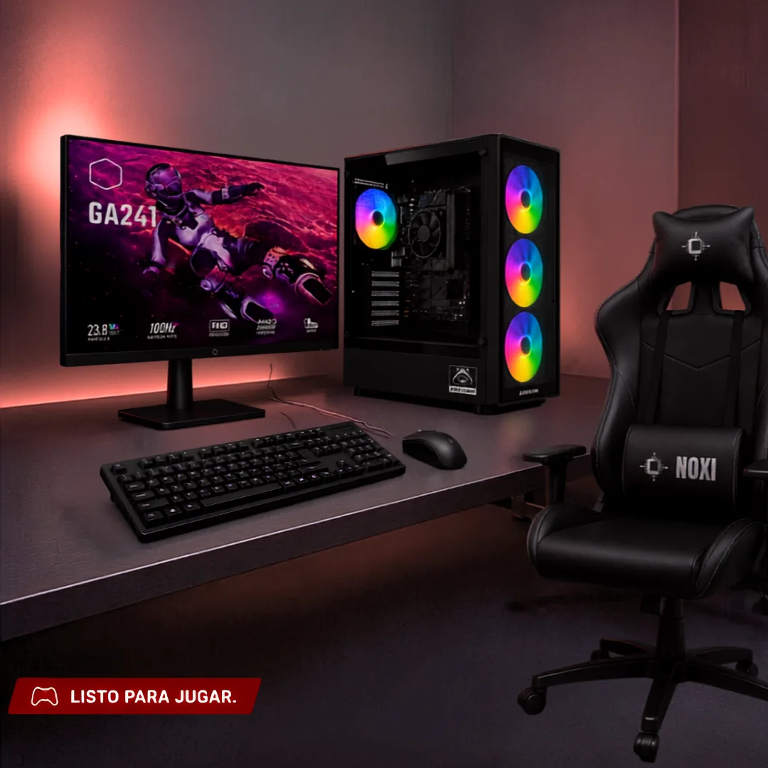 Noxi Gaming Pc Amd Ryzen 5 3400g | 16 Gb | 480gb | Wifi | Monitor Cooler Master 100hz | Silla Gamer