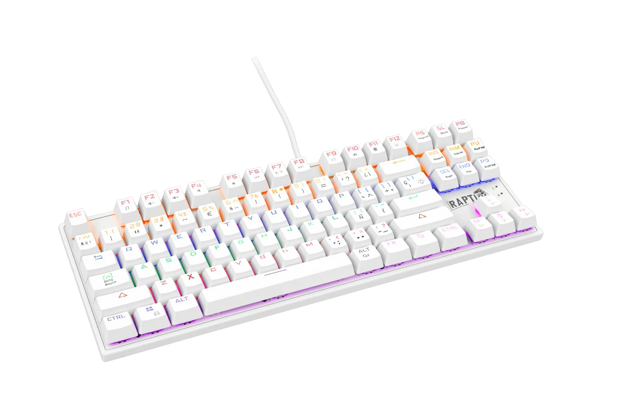 Teclado Gamer Raptor Fireclaw M87 Mecanico Retroiluminado Switch Red Outemu White
