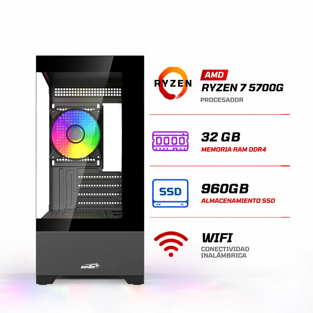 Noxi Gaming Pc Amd Ryzen 7 5700g | 32 Gb | 960gb | Wifi